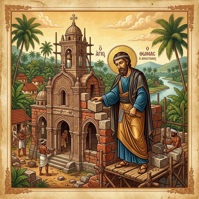 St. Thomas constructing a church in Kerala